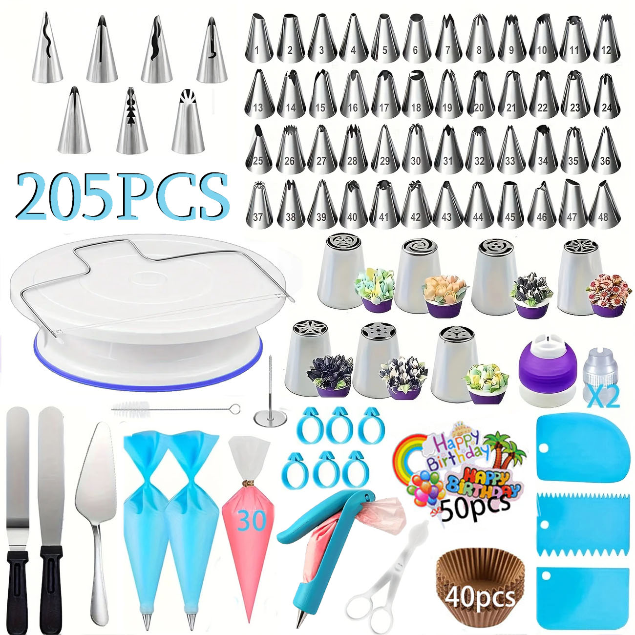 Fondant Smoother Set - Kit professionnel de décoration de gâteaux,
