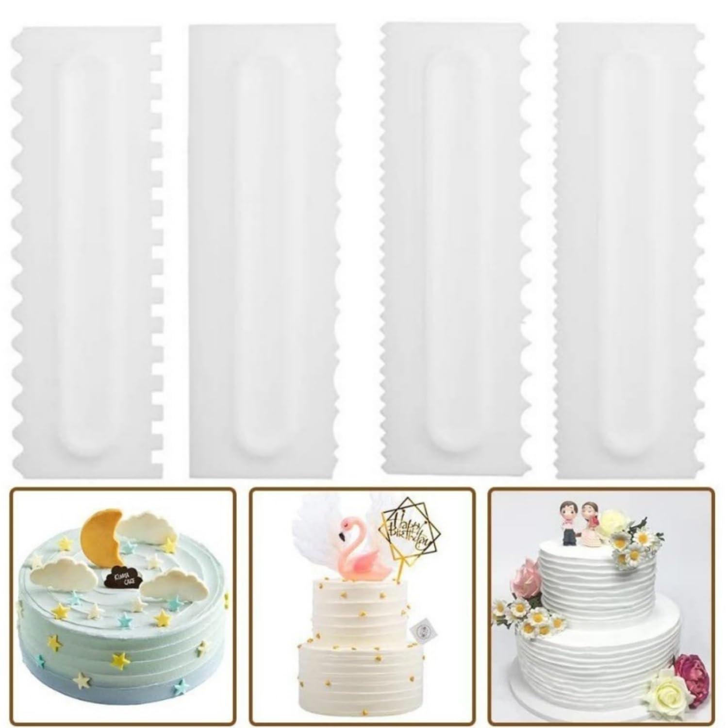 Lot de 4 peignes à gâteau, gra - Fondant Smoother Set avis et prix